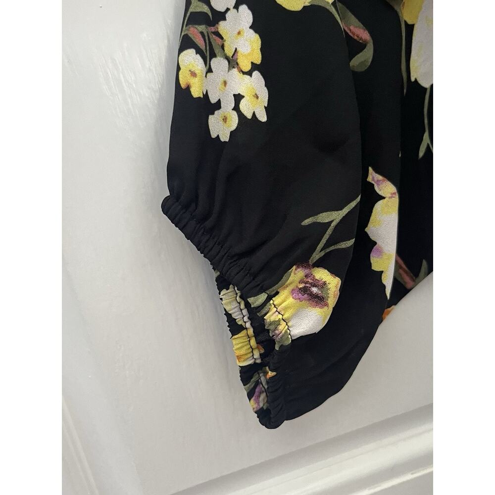 NWT Forever 21+ Off The Shoulder Boho Black Yellow Cottagecore Floral Blouse 3X - Picture 3 of 6
